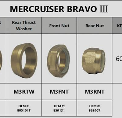 MERCRUISER BRAVO III, PROPELLER NUT KIT, Replaces*: 805100, 805101T, 859131, 862907