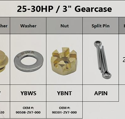 HONDA, 25HP-30HP, PROPELLER NUT KIT, Replaces*: 90506-ZV7-020, 90508-ZV7-000, 90301-ZV7-000