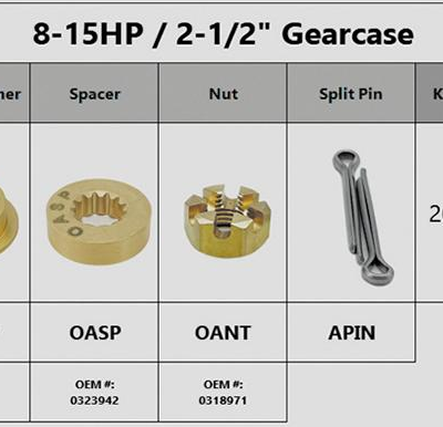 JOHNSON-EVINRUDE 9,9HP-15HP, PROPELLER NUT KIT, Replaces*: 0334590, 0323942, 0318971