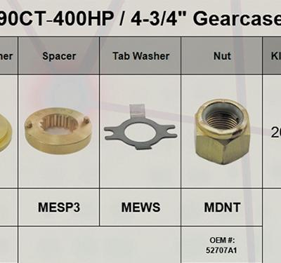 MERCURY/MARINER, 90HP-400HP, PROPELLER NUT KIT, Replaces*: 13171, 52707A1