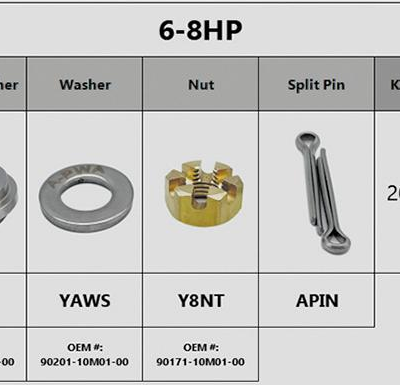 YAMAHA 6HP-8HP, PROPELLER KIT Replaces: 6G1-45987-02, 90201-10M01, 90171-10M01